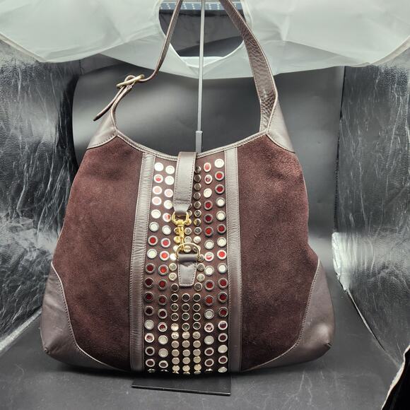 Vintage Gucci Jackie O. Bouvier Tom Ford Guccissima Bown Suede Leather Authentic - Picture 2 of 15